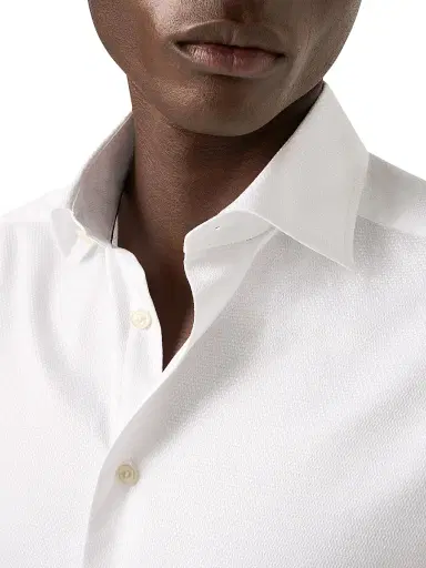 Eton Men's Textured Slim-Fit Cotton Dobby Shirt - White - Size 17.5 | Thumbnail 5 Eton Men's Textured Slim-Fit Cotton Dobby Shirt - White - Size 17.5 | Thumbnail 5
