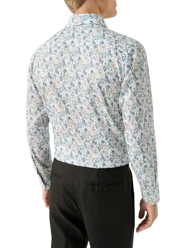 Eton Men's Floral Slim-Fit Cotton Twill Shirt - Blue - Size 17.5 | Thumbnail 3