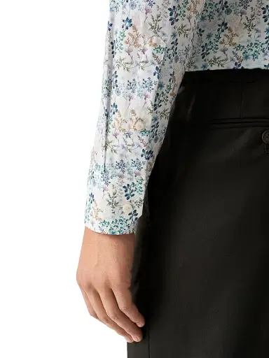 Eton Men's Floral Slim-Fit Cotton Twill Shirt - Blue - Size 17.5 | Thumbnail 5