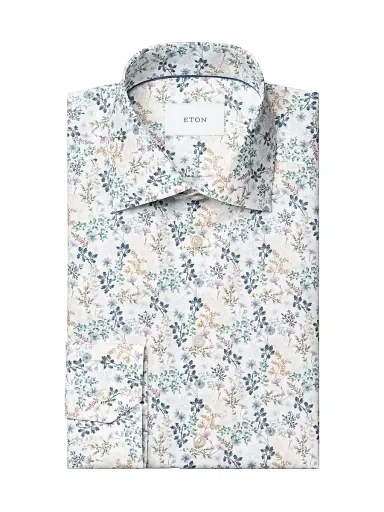 Eton Men's Floral Slim-Fit Cotton Twill Shirt - Blue - Size 17.5 | Thumbnail 1