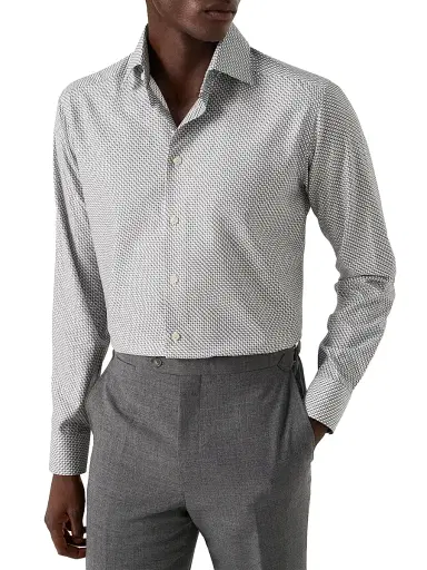 Eton Men's Geometric Print Slim-Fit Twill Shirt - Blue - Size 17.5 | Thumbnail 3 Eton Men's Geometric Print Slim-Fit Twill Shirt - Blue - Size 17.5 | Thumbnail 3