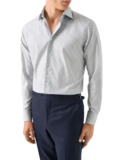 Eton Men's Floral Contemporary-Fit Twill Shirt - Blue - Size 18 | Thumbnail 2