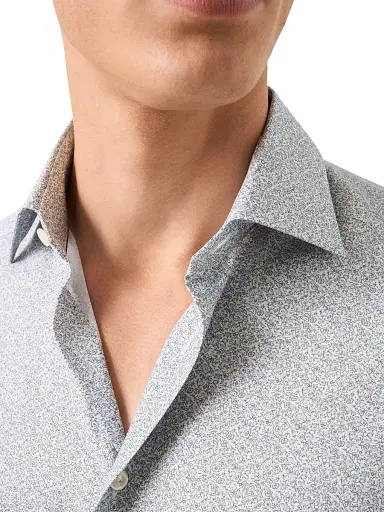 Eton Men's Floral Contemporary-Fit Twill Shirt - Blue - Size 18 | Thumbnail 4