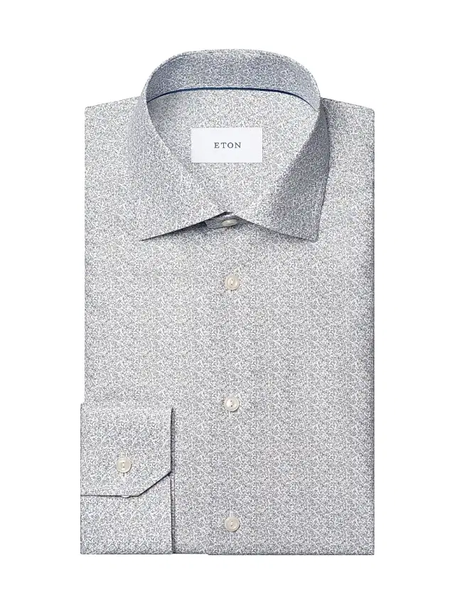 Men's Floral Contemporary-Fit Twill Shirt - Blue