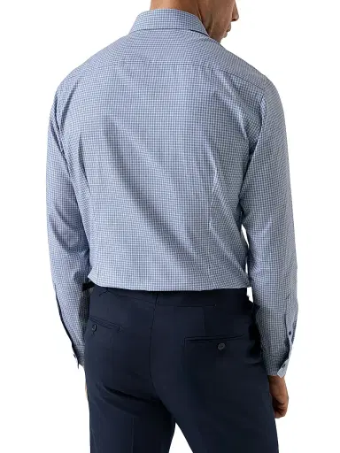 Eton Men's Slim-Fit Check Twill Shirt - Blue - Size 17.5 | Thumbnail 3 Eton Men's Slim-Fit Check Twill Shirt - Blue - Size 17.5 | Thumbnail 3