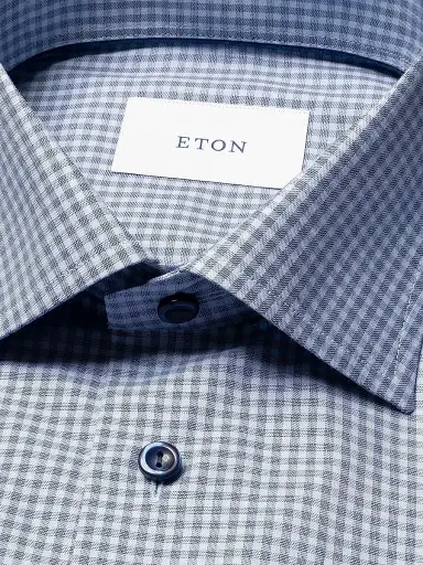 Eton Men's Slim-Fit Check Twill Shirt - Blue - Size 17.5 | Thumbnail 6 Eton Men's Slim-Fit Check Twill Shirt - Blue - Size 17.5 | Thumbnail 6