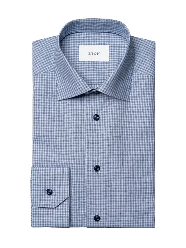 Men's Slim-Fit Check Twill Shirt - Blue