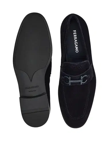 FERRAGAMO Men's Foster Suede Loafers - Navy | Thumbnail 4