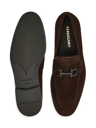 FERRAGAMO Men's Foster Suede Loafers - Navy | Thumbnail 10