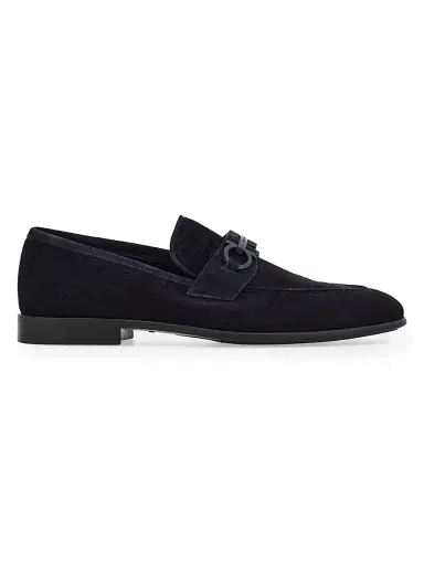 FERRAGAMO Men's Foster Suede Loafers - Navy | Thumbnail 1