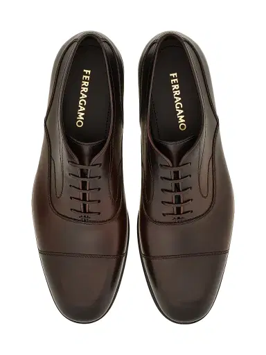 Ferragamo Men's Trinity Leather Oxfords - Medium Brown - Size 12 | Thumbnail 3