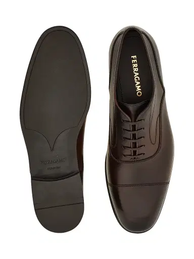 Ferragamo Men's Trinity Leather Oxfords - Medium Brown - Size 12 | Thumbnail 4