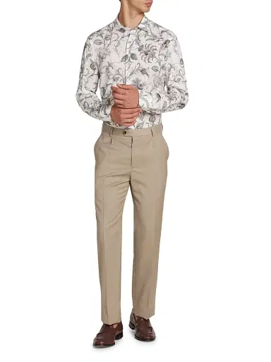 Etro Men's Stretch Floral-Print Button-Front Shirt - Print On White Base - Size 17 | Thumbnail 2 Etro Men's Stretch Floral-Print Button-Front Shirt - Print On White Base - Size 17 | Thumbnail 2