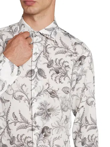 Etro Men's Stretch Floral-Print Button-Front Shirt - Print On White Base - Size 17 | Thumbnail 6 Etro Men's Stretch Floral-Print Button-Front Shirt - Print On White Base - Size 17 | Thumbnail 6