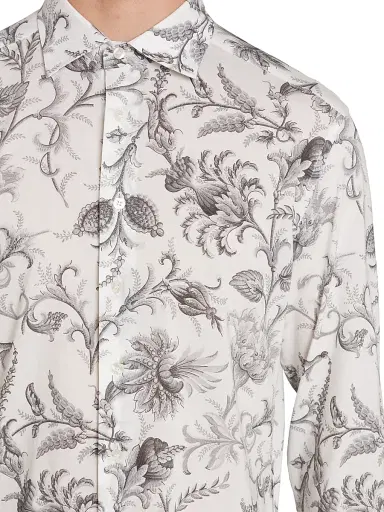 Etro Men's Stretch Floral-Print Button-Front Shirt - Print On White Base - Size 17 | Thumbnail 7 Etro Men's Stretch Floral-Print Button-Front Shirt - Print On White Base - Size 17 | Thumbnail 7