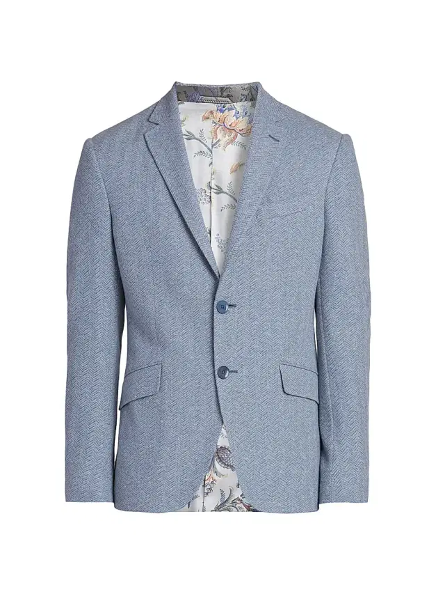 Etro Men's Chevron Single-Breasted Sport Jacket - Azzurro