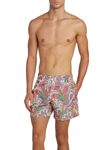Etro Men's Paisley Swim Trunks - Stampa Bianco | Thumbnail 2 Etro Men's Paisley Swim Trunks - Stampa Bianco | Thumbnail 2