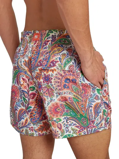 Etro Men's Paisley Swim Trunks - Stampa Bianco | Thumbnail 5 Etro Men's Paisley Swim Trunks - Stampa Bianco | Thumbnail 5