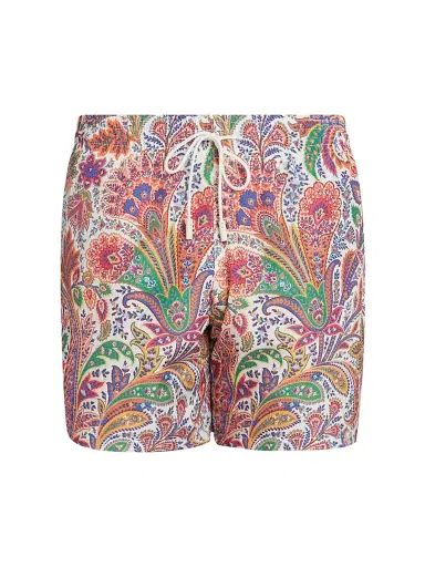 Etro Men's Paisley Swim Trunks - Stampa Bianco | Thumbnail 1 Etro Men's Paisley Swim Trunks - Stampa Bianco | Thumbnail 1