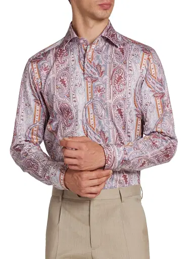 Etro Men's Paisley Cotton Button-Front Shirt - Printed Grey Base - Size 17.5 | Thumbnail 3 Etro Men's Paisley Cotton Button-Front Shirt - Printed Grey Base - Size 17.5 | Thumbnail 3