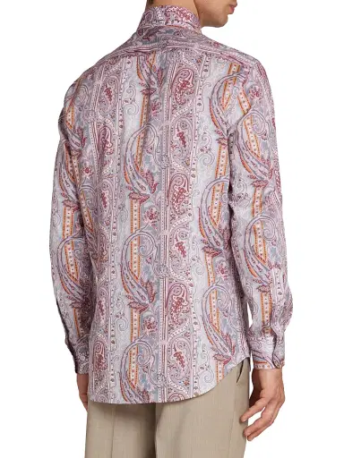 Etro Men's Paisley Cotton Button-Front Shirt - Printed Grey Base - Size 17.5 | Thumbnail 5 Etro Men's Paisley Cotton Button-Front Shirt - Printed Grey Base - Size 17.5 | Thumbnail 5
