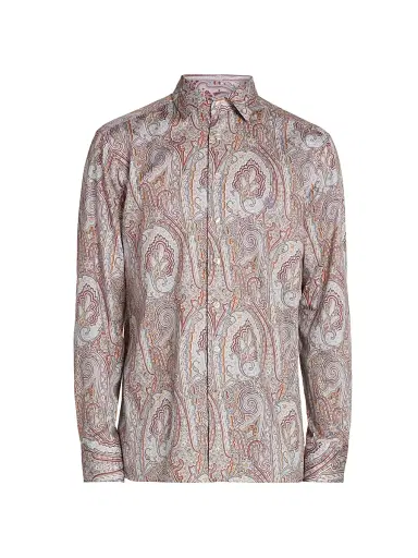 Etro Men's Paisley Cotton Button-Front Shirt - Printed Grey Base - Size 17.5 | Thumbnail 1 Etro Men's Paisley Cotton Button-Front Shirt - Printed Grey Base - Size 17.5 | Thumbnail 1