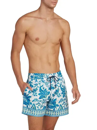 Etro Men's Aqua Print Swim Trunks - Stampa Blue - Size XXL | Thumbnail 4