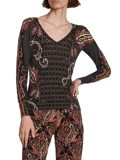 Etro Women's Paisley Silk-Cashmere Sweater | Thumbnail 3