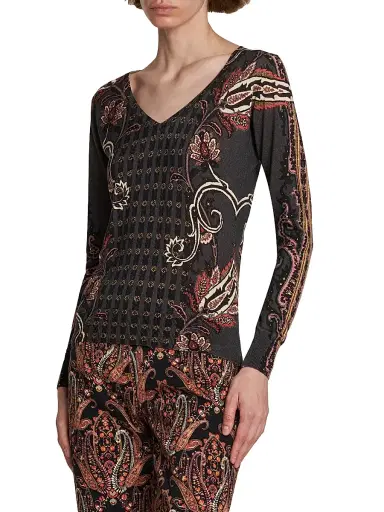 Etro Women's Paisley Silk-Cashmere Sweater | Thumbnail 4