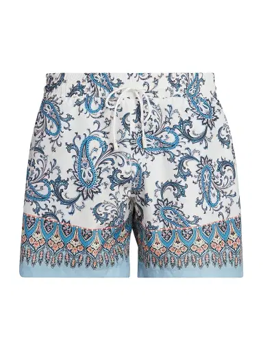 Etro Men's Paisley Print Swim Trunks - Printed Azure Base | Thumbnail 1 Etro Men's Paisley Print Swim Trunks - Printed Azure Base | Thumbnail 1