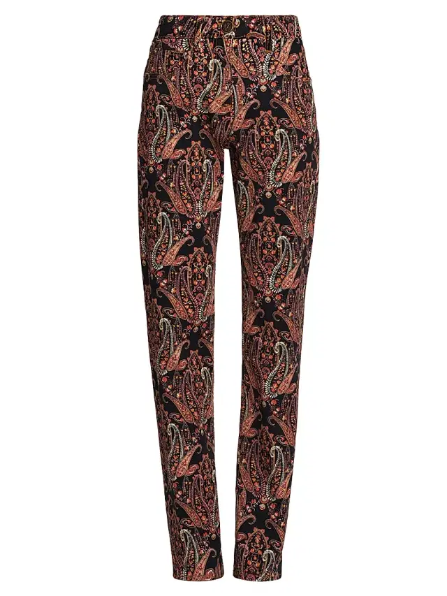 Women's Paisley Print High-Rise Relaxed Jeans - Printed Black Base