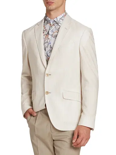 Etro Men's Pinstripe Cotton Sport Jacket | Thumbnail 4 Etro Men's Pinstripe Cotton Sport Jacket | Thumbnail 4