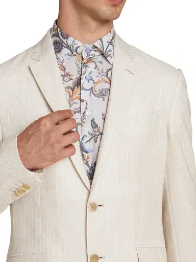 Etro Men's Pinstripe Cotton Sport Jacket | Thumbnail 6 Etro Men's Pinstripe Cotton Sport Jacket | Thumbnail 6