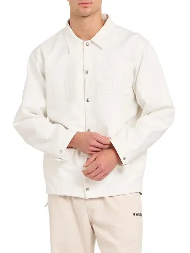 Rhude Men's Coaches Logo Cotton Jacket - White | Thumbnail 3 Rhude Men's Coaches Logo Cotton Jacket - White | Thumbnail 3