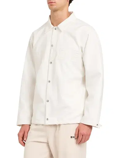 Rhude Men's Coaches Logo Cotton Jacket - White | Thumbnail 4 Rhude Men's Coaches Logo Cotton Jacket - White | Thumbnail 4