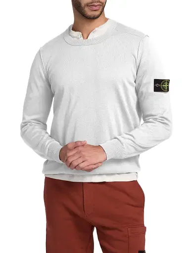 Stone Island Men's Logo Cotton Sweatshirt - Sky Blue | Thumbnail 3 Stone Island Men's Logo Cotton Sweatshirt - Sky Blue | Thumbnail 3