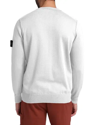 Stone Island Men's Logo Cotton Sweatshirt - Sky Blue | Thumbnail 5 Stone Island Men's Logo Cotton Sweatshirt - Sky Blue | Thumbnail 5