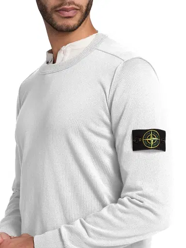 Stone Island Men's Logo Cotton Sweatshirt - Sky Blue | Thumbnail 6 Stone Island Men's Logo Cotton Sweatshirt - Sky Blue | Thumbnail 6