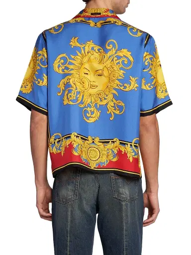 Versace Men's The Sun Silk Twill Shirt | Thumbnail 5 Versace Men's The Sun Silk Twill Shirt | Thumbnail 5