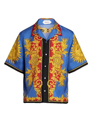 Versace Men's The Sun Silk Twill Shirt | Thumbnail 1 Versace Men's The Sun Silk Twill Shirt | Thumbnail 1