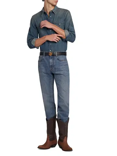 Versace Men's Stretch Light Stone Slim-Straight Jeans - Medium Blue | Thumbnail 2