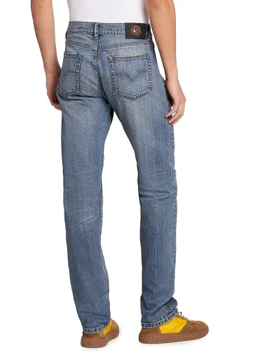 Versace Men's Stretch Light Stone Slim-Straight Jeans - Medium Blue | Thumbnail 5