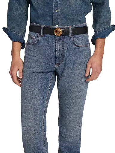 Versace Men's Stretch Light Stone Slim-Straight Jeans - Medium Blue | Thumbnail 6