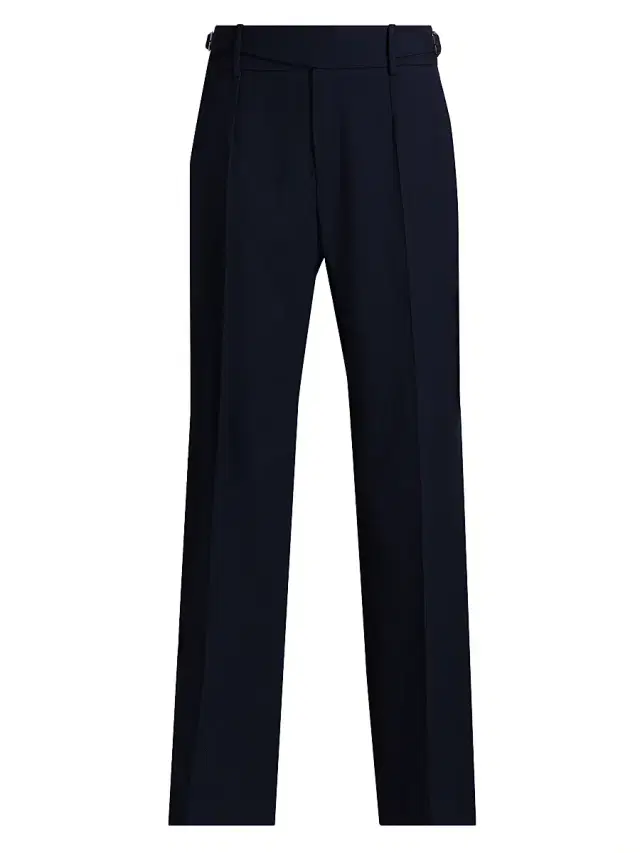 Men's Creased-Front Wool Trousers - Blu Scurissimo