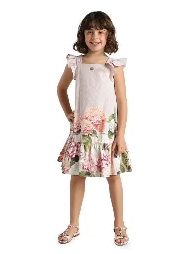 Dolce & Gabbana Little Girl's & Girl's Hydrangea Striped Dress | Thumbnail 3 Dolce & Gabbana Little Girl's & Girl's Hydrangea Striped Dress | Thumbnail 3