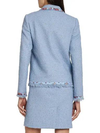 Dolce & Gabbana Women's Floral Trim Tweed Cotton-Silk Jacket - Glicine Viola Chiari | Thumbnail 5