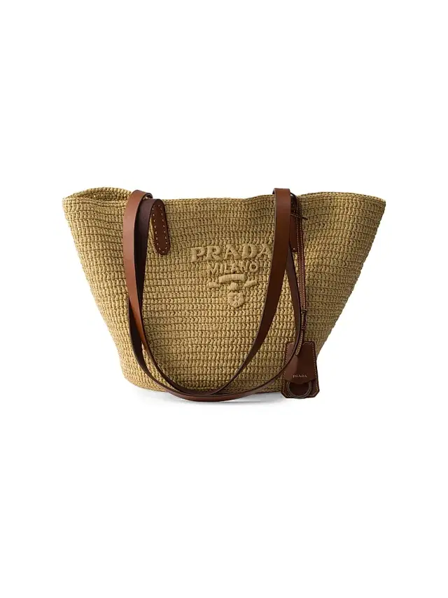 Women's  Crochet And Leather Tote Bag - Brown