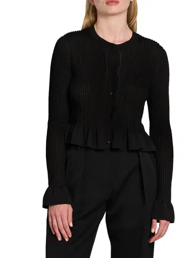 Jil Sander Women's Frill-Trim Rib-Knit Cardigan | Thumbnail 3