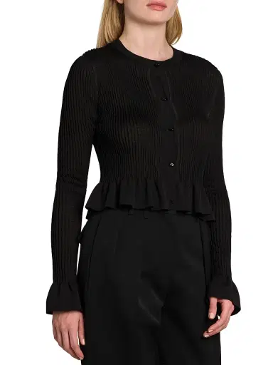 Jil Sander Women's Frill-Trim Rib-Knit Cardigan | Thumbnail 4