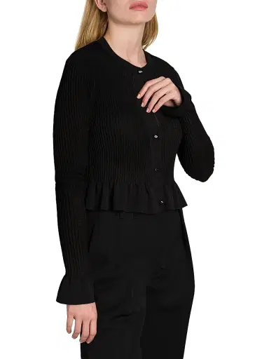 Jil Sander Women's Frill-Trim Rib-Knit Cardigan | Thumbnail 6